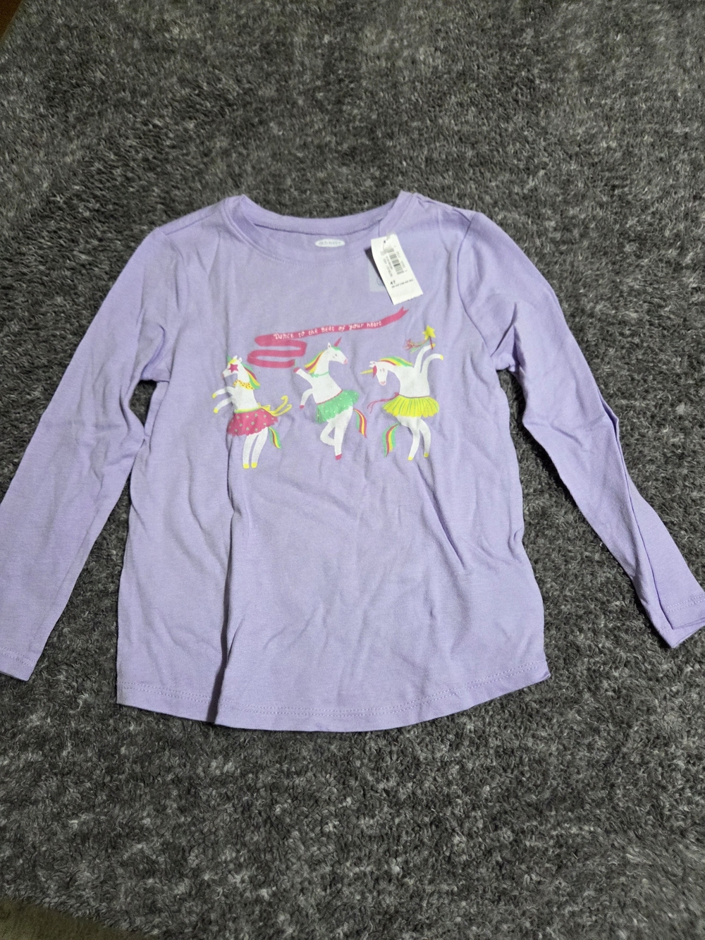 Girls' Lavender Unicorn Long-Sleeve Tee